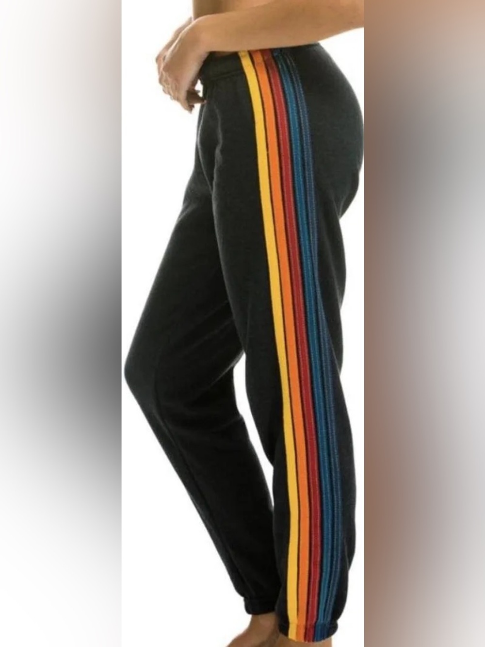 Aviator Nation Charcoal Joggers with Rainbow Stripe Accent
